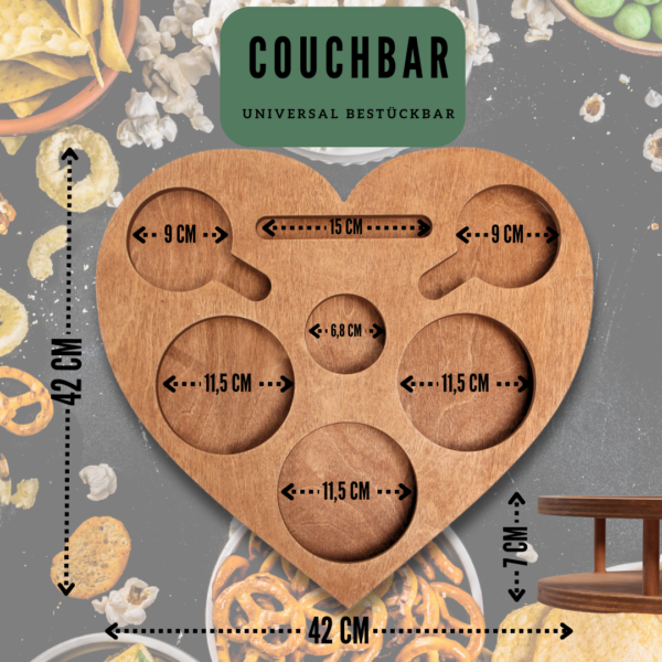 Couchbar Herz | Snackbar mit 4 Glasschalen – Bild 2