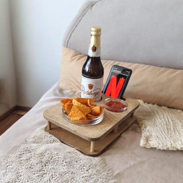 Couchbar YOLO in Eiche | Snackbar mit 2 Glasschalen